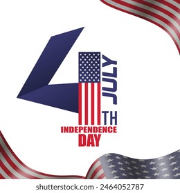 4th of July: Independence day of USA, Independence day badge logo with US flag, Vector Illustration
