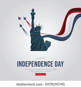 4th of July - Independence Day USA Post and Greeting Card. Modern and Minimal United States Independence Day Celebration Design Vector Illustration.