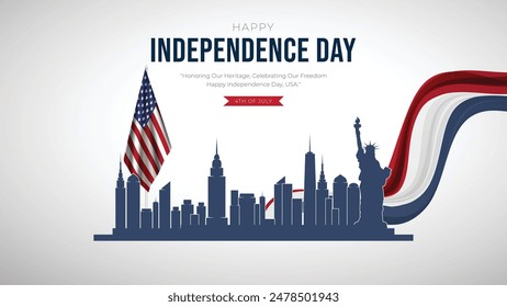 4th of July - Independence Day USA Post and Greeting Card. Modern and Minimal United States Independence Day Celebration Design Vector Illustration.