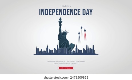 4th of July - Independence Day USA Post and Greeting Card. Modern and Minimal United States Independence Day Celebration Design Vector Illustration.