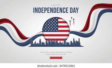 4th of July - Independence Day USA Post and Greeting Card. Modern and Minimal United States Independence Day Celebration Design Vector Illustration.