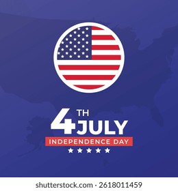 4th of July independence day USA banner template with USA map blue background. Vector illustration.