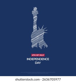 4th of July. Independence Day of the USA, Vector illustration. USA independence day celebration on Blue background.