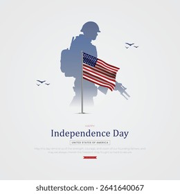 4th of July - Independence Day USA Post and Greeting Card. Modern and Minimal United States Independence Day Celebration Design Vector Illustration.