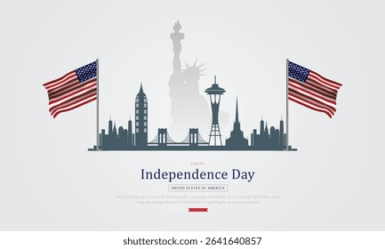 4th of July - Independence Day USA Post and Greeting Card. Modern and Minimal United States Independence Day Celebration Design Vector Illustration.