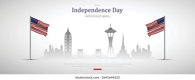 4th of July - Independence Day USA Post and Greeting Card. Modern and Minimal United States Independence Day Celebration Design Vector Illustration.