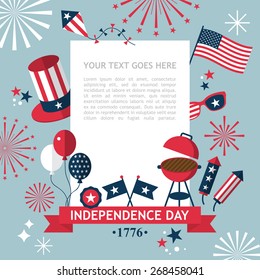 4th of July, Independence Day of the USA, party invitation template