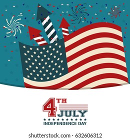 4th july independence day USA flag confetti fireworks decoration happy