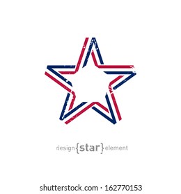 The 4th July Independence day vector star from ribbon with vintage effect