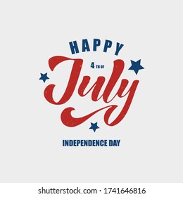  4th July Independence Day vector illustration. Hand drawn lettering.Template for invitation, party, greeting card, web.

