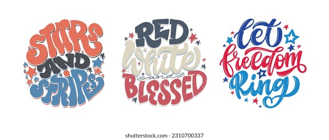 4th of July. Independence Day vector lettering for postcard, card, banner. Celebration calligraphy. US military armed forces typography concept. T-shirt design, mug print, tee art.