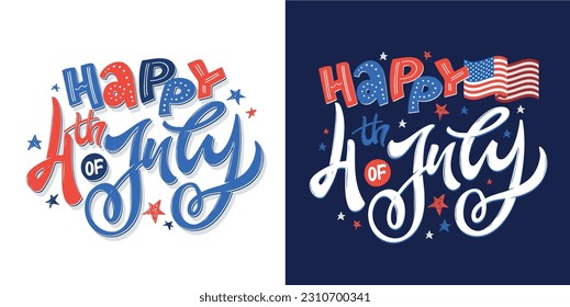 4th of July. Independence Day vector lettering for postcard, card, banner. Celebration calligraphy. US military armed forces typography concept. T-shirt design, mug print, tee art.