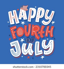 4th of July. Independence Day vector lettering for postcard, card, banner. Celebration calligraphy. US military armed forces typography concept. T-shirt design, mug print, tee art.