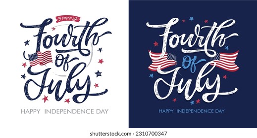 4th of July. Independence Day vector lettering for postcard, card, banner. Celebration calligraphy. US military armed forces typography concept. T-shirt design, mug print, tee art.