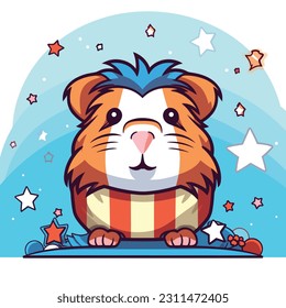 4th of July, Independence Day, Vector Cartoon,Guinea