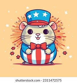 4 de julio, Día de la Independencia, Caricatura vectorial, Hamsters