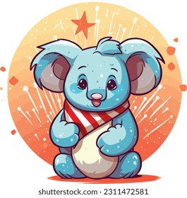 4 de julio, Día de la Independencia, Caricatura vectorial, Koala