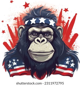 4 de julio, Día de la Independencia, Caricatura vectorial, Gorila