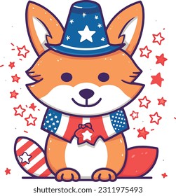 4 de julio, Día de la Independencia, Caricatura vectorial, Coyote