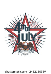 4th of july independence day vector illustration. american independence day t-shirt design. , Happy 4th July, USA Flag Vector