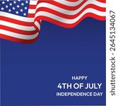 4th of July, Independence Day, with a wavy USA flag, Fourth of July background, and a poster featuring the USA flag. Vector illustration banner poster template design. business card. 