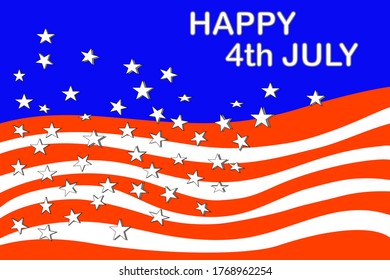 4th july is the independence day.vector of nation day.America.USA flag in design for background. 