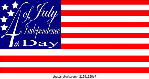 4th of july independence day,white letters,american flag,vector.