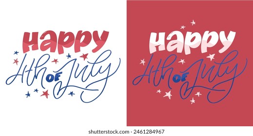 4th of July - Independencs day - print. Cute hand drawn doodle lettering quote. T-shirt design, mug print, lettering print.
