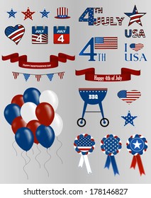  4th of July individual components on transparent background