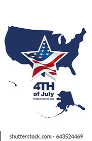 4th july isolated USA map flag portrait banner