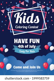 4th of July Kids Coloring Contest Flyer