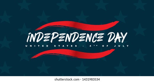 4th of July Layout. United States Independence Day Typographic Design. Vector Illustration With Brush Stroke and Hand Lettering Elements.