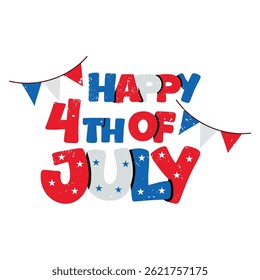 4th Of July Lettering Vector Design.