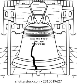 4 de julio: Liberty Bell Coloring Page for Kids