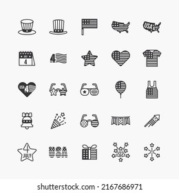 4th of July logo flat icons set. independence day collection of design elements. vector illustration