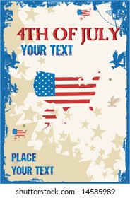 4th of July logo on an american flag grunge background. To see similar, please VISIT MY GALLERY.


