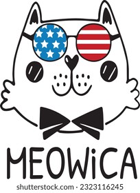 4Th of july meowica cat t-shirt design