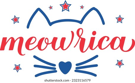 4Th of july meowica cat t-shirt design