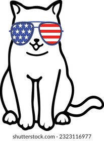 4Th of july meowica cat t-shirt design