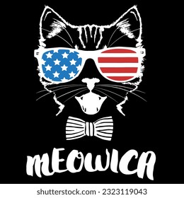 4Th of july meowica cat t-shirt design