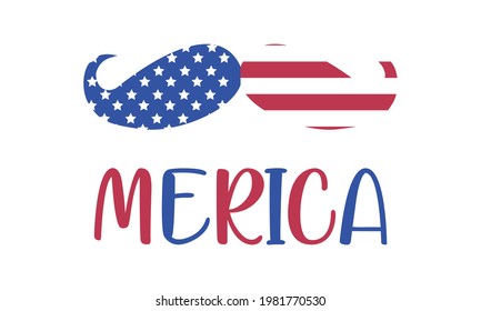 4th of July, Merica , US Flag Moustache Vector And Clip Art 