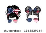 4th of July Messy Bun Girl American  , United States of America (USA) Flag Messy Bun - US independence day Vector and Clip Art