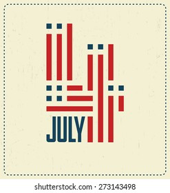 4th of July - Minimal USA Flag Design - Independence Day in the United States of America