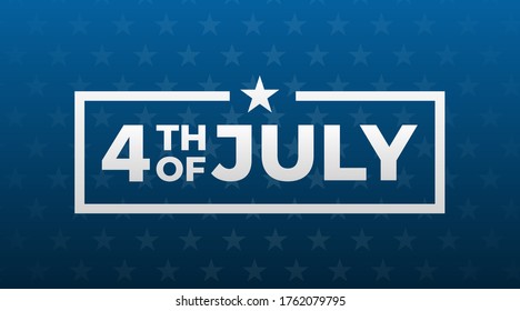 4th of july modern banner, sign, design concept, cover, greeting card with white text on a dark blue background. 