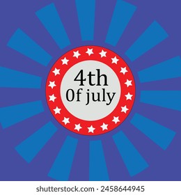 4th of july old fashioned badge.Independence Day .vector design .blue background .stars.element .