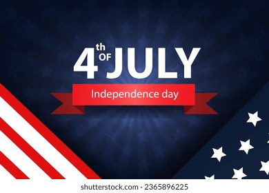 4th of July on blue background.4th of July banner . Independence Day, US flag with 