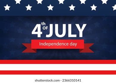 4th of July on blue background.4th of July banner . Independence Day, US flag with 