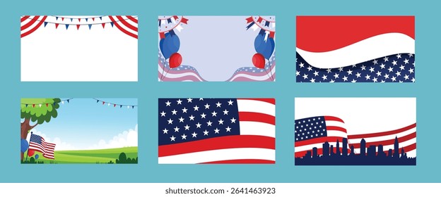 4th July Parade Background Celebration Flag Bundle Set