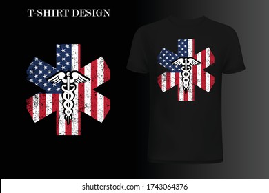 4th Of July Paramedic T-Shirt, USA American Flag Tee