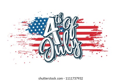 4th July Party Background with Abstract USA Flag Illustration